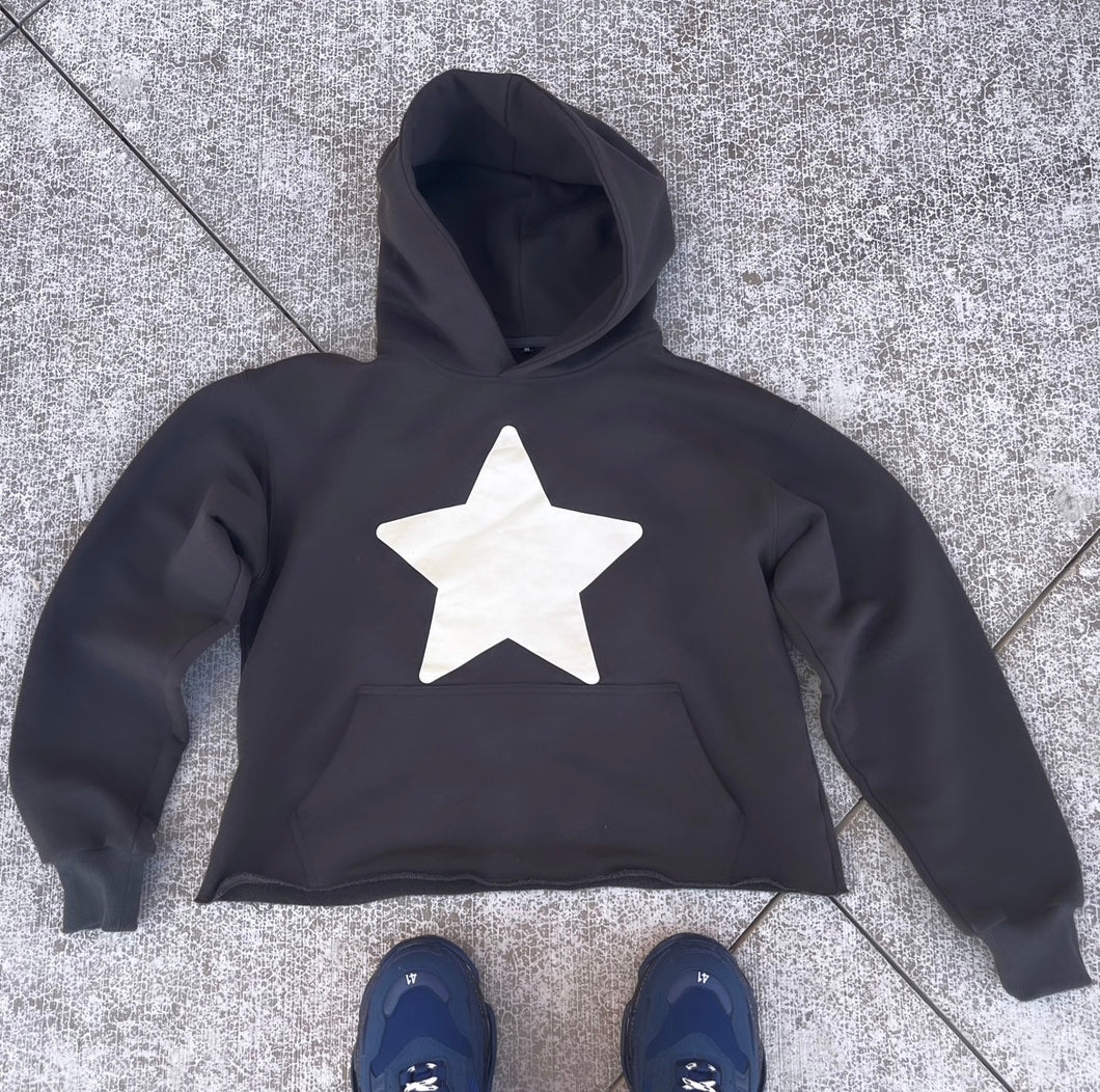 Grey Starboi Cropped Hoodie